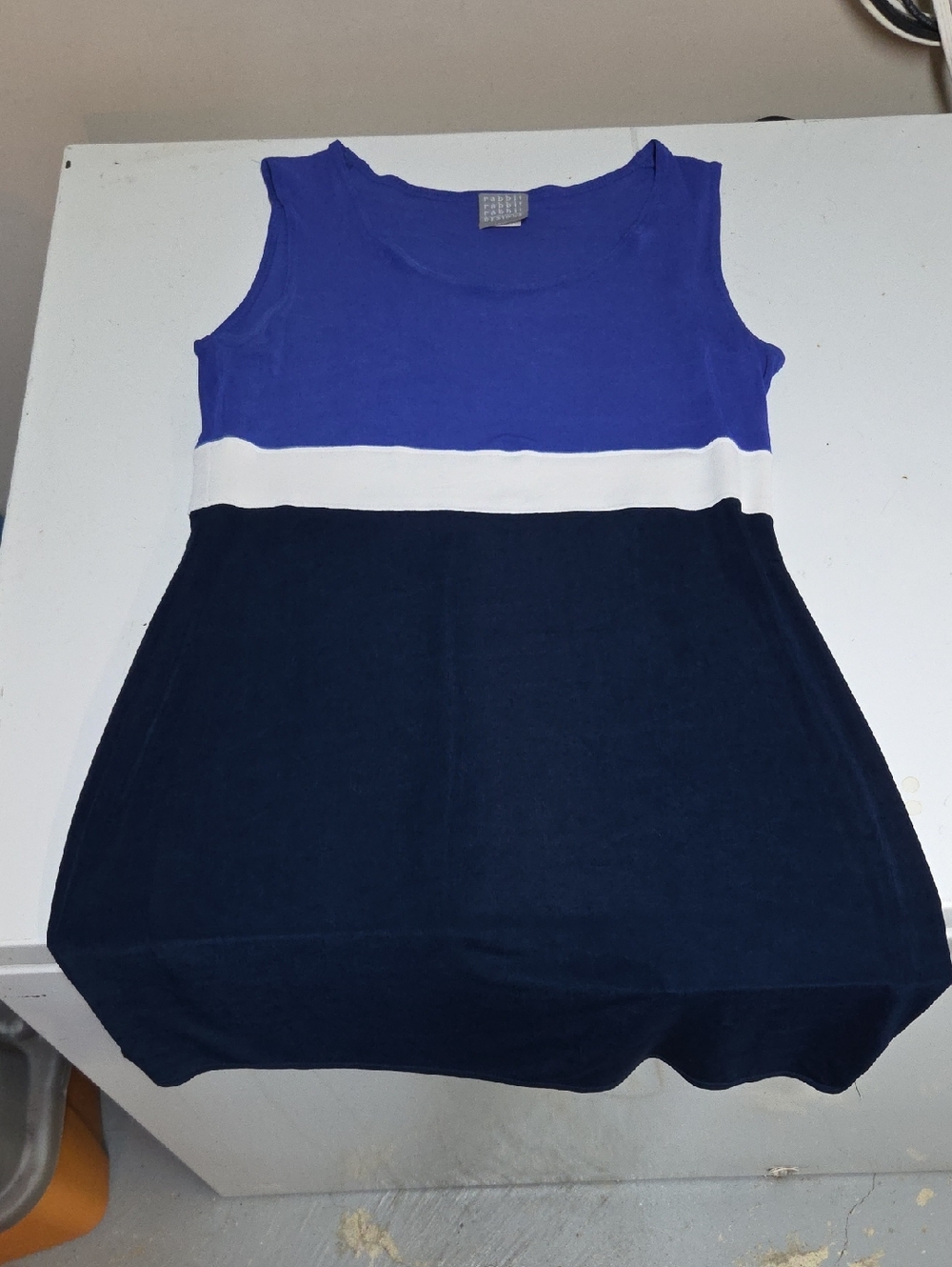 Rabbit Rabbit Rabbit Sleeveless Colorblock Dress Blue, Cream & Navy Sz 12 - Picture 4 of 7